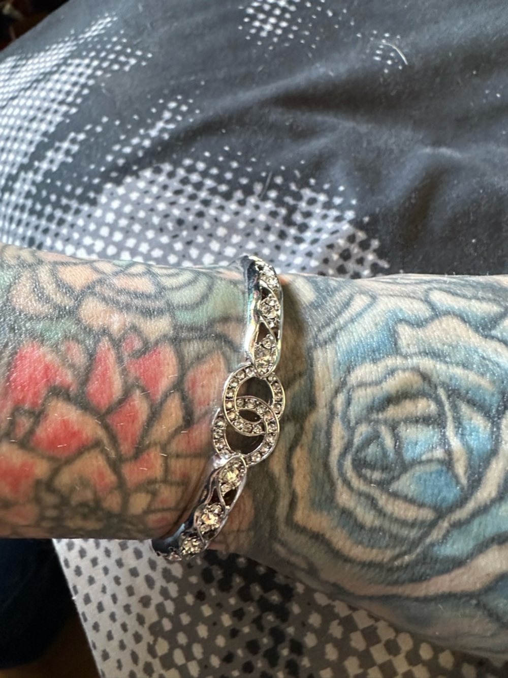 Silver Crystal cc Link Bracelet